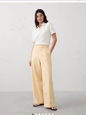 BANANA REPUBLIC WIDE-LEG HIGH-RISE LINEN-BLEND PANT XS